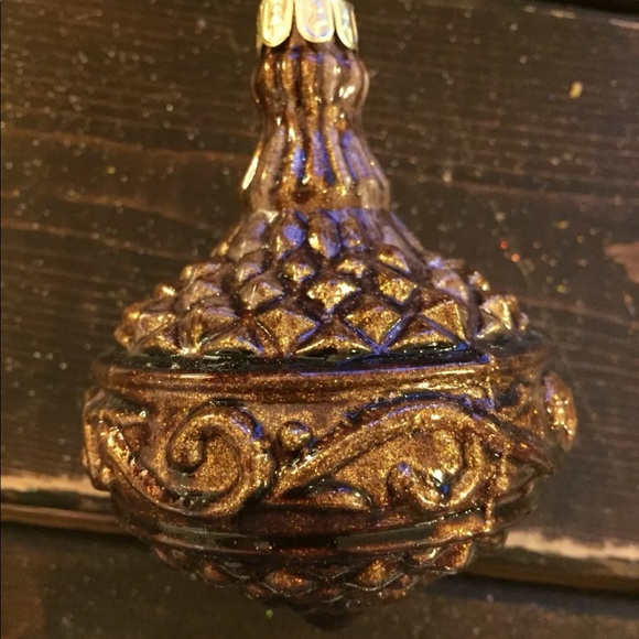 New Hand Blown Glass Christmas Tree Ornament Elegant Copper Vintage Dreidel Top - Picture 12 of 13